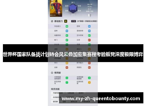 世界杯国家队备战计划转会风云叠加密集赛程考验板凳深度极限博弈 世界杯国家队备战计划转会风云叠加密集赛程考验板凳深度极限博弈
